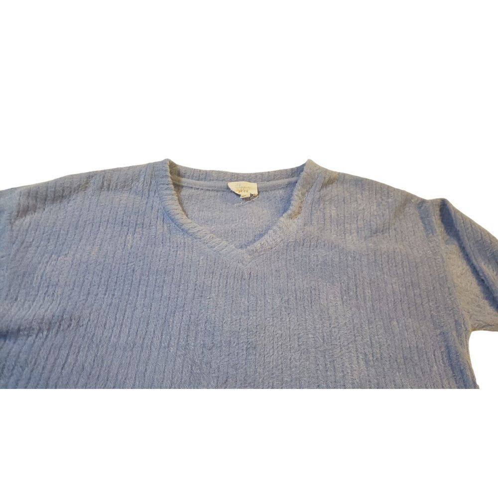 Hippie Rose Fuzzy Cropped Sweater Purple V Neck Super Soft Comfy L Designer